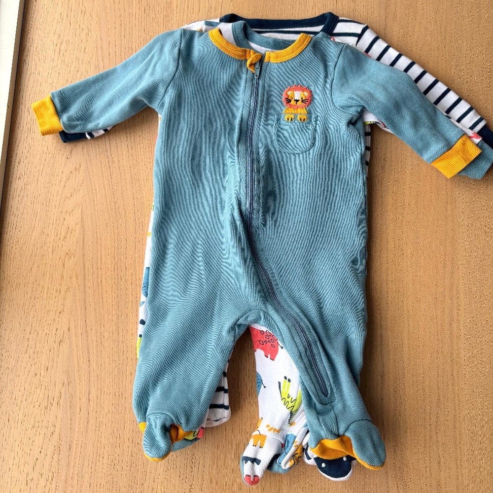 Koala Baby- 3 PACK, coverall onesies- blue